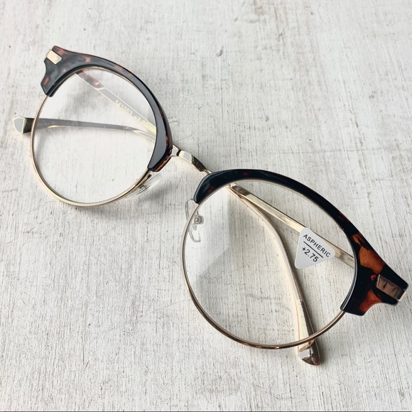 Big WIDE FIT Reading glasses Round Browline Metal +3.00 Tortoise Unisex - Picture 6 of 9